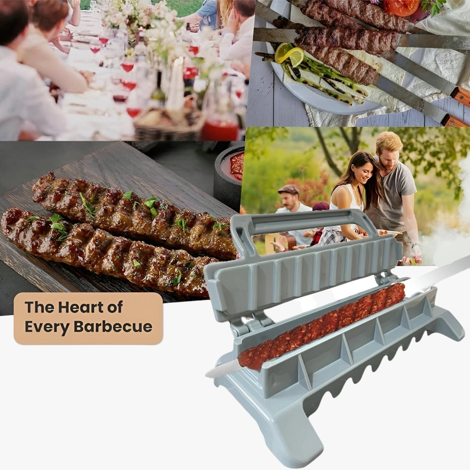 outdoor equipment : Kebabmaker voor BBQ - Snelle en Gemakkelijke Perfecte Spiesjes - Grijs in van Pantino