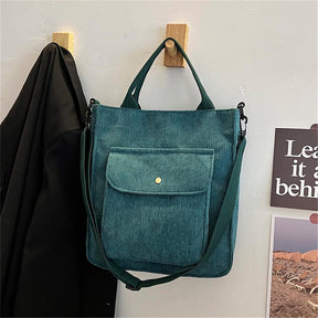 bags : Amber Corduroy Bag - Casual Trendy Tas Waarin Alle Benodigdheden Passen - Zwart in Groen van Pantino