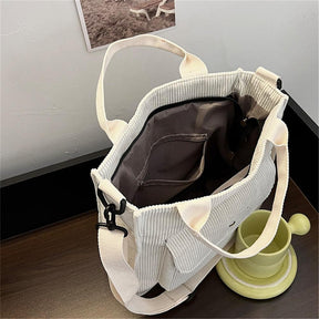 bags : Amber Corduroy Bag - Casual Trendy Tas Waarin Alle Benodigdheden Passen - Zwart in van Pantino