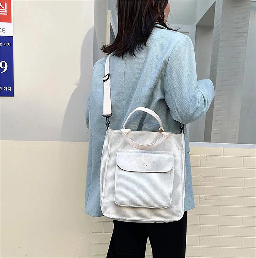 bags : Amber Corduroy Bag - Casual Trendy Tas Waarin Alle Benodigdheden Passen - Zwart in van Pantino