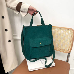 bags : Amber Corduroy Bag - Casual Trendy Tas Waarin Alle Benodigdheden Passen - Zwart in van Pantino
