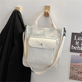 bags : Amber Corduroy Bag - Casual Trendy Tas Waarin Alle Benodigdheden Passen - Zwart in Wit van Pantino