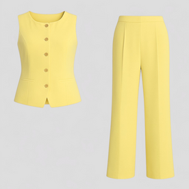 women's set : Elegante Dames Set van Wit Linnen met Broek en Blouse voor de Zomer in Giallo van Pantinoshop