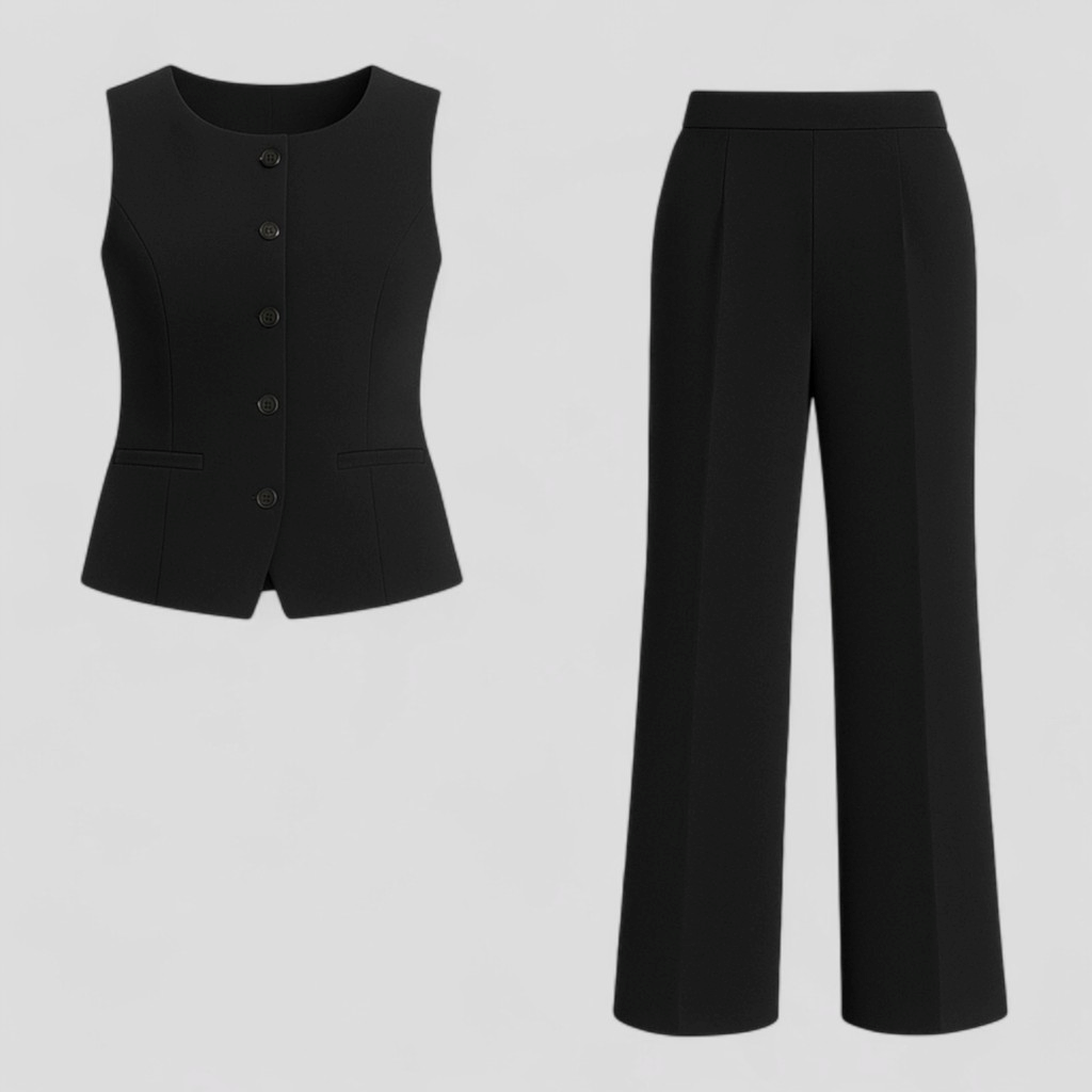 Elegante Dames Set van Wit Linnen met Broek en Blouse voor de Zomer