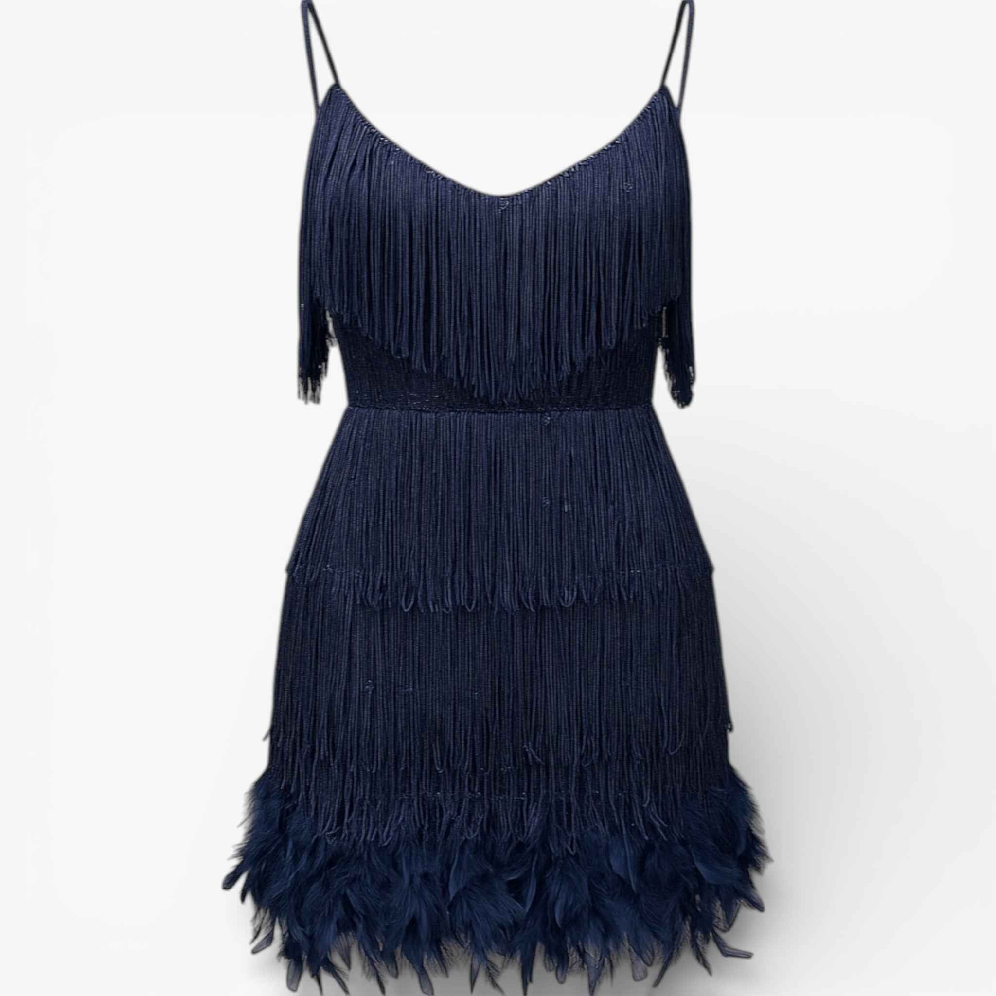 Jurken : Elegante Cocktailjurk voor Dames - Verfijnd, Trendy en Perfect voor de Avond - Wit in marineblauw van Pantino