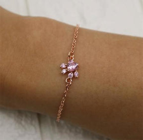 Bracelet : Armband met Pootafdruk van Rozenkwarts Honden Zilver in van Pantino