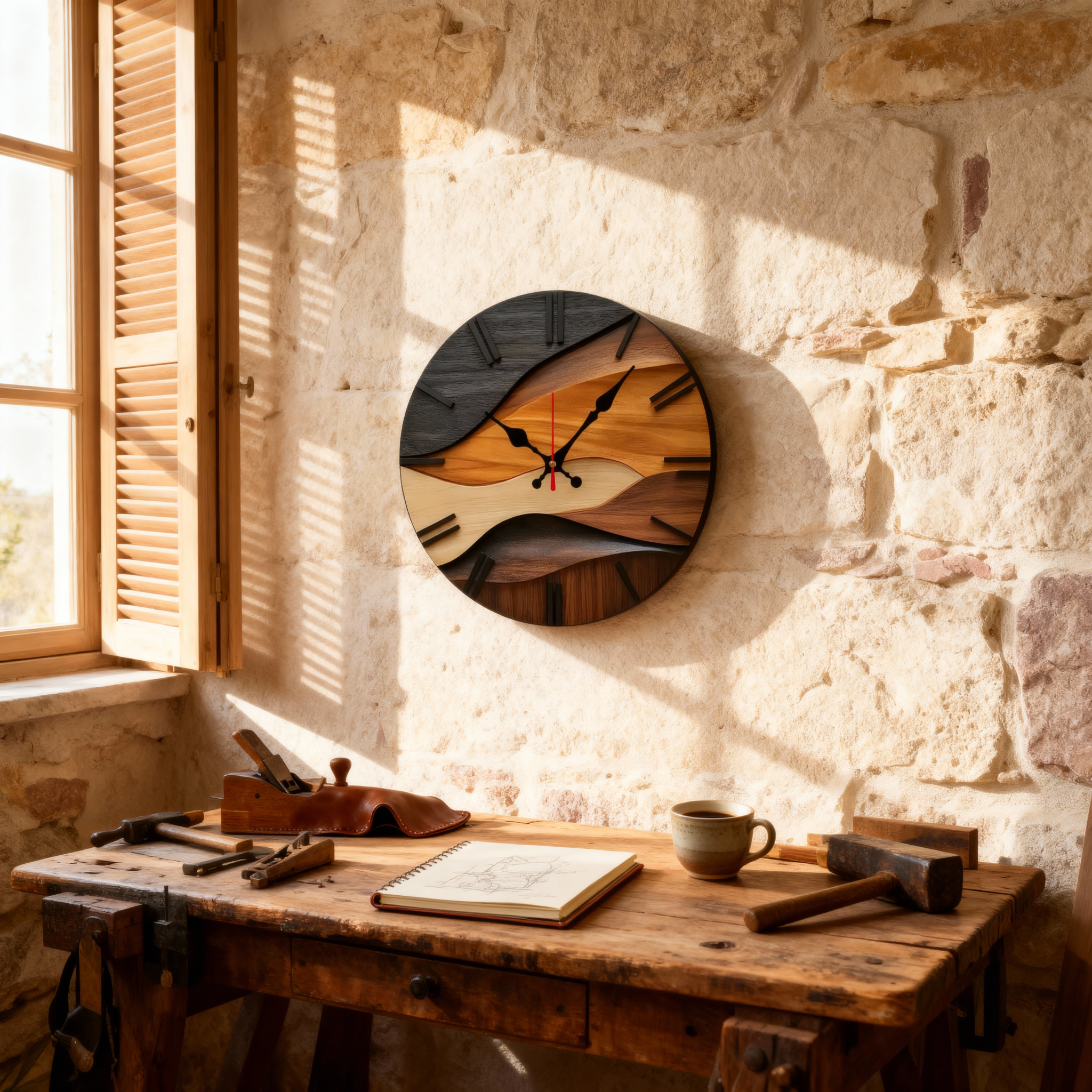Horloges murales : Houten Wandklok Modern Design Groot formaat voor Woonkamer/Keuken in van Pantinoshop