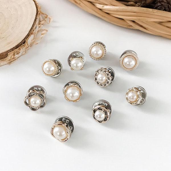 Button Protectors : Knoppen Bescherming (Set van 10 of 20) - Zwarte Zwaan in Witte Parel van Pantino