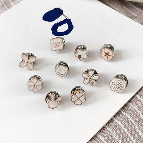 Button Protectors : Knoppen Bescherming (Set van 10 of 20) - Zwarte Zwaan in Witte Bloemen van Pantino