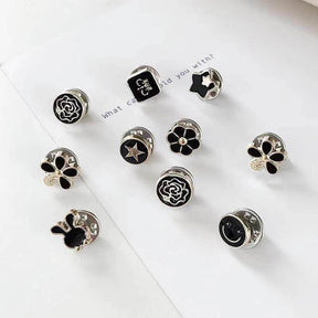 Button Protectors : Knoppen Bescherming (Set van 10 of 20) - Zwarte Zwaan in Zwarte Bloemen van Pantino