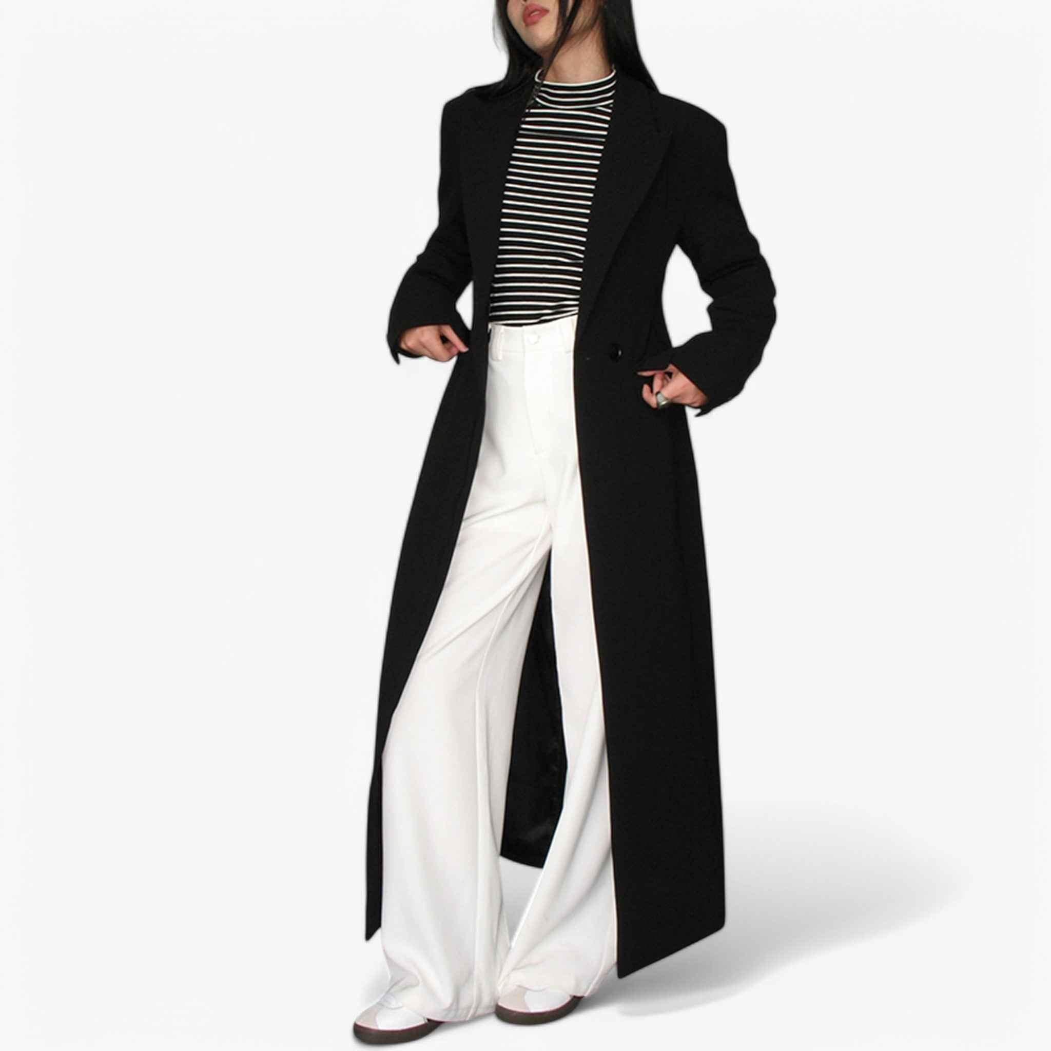 Women's Coats & Jackets : Lange Elegante Beige Trenchcoat voor Dames met Riem - Klassieke Tijdloze Bovenkleding in Nero van Pantinoshop