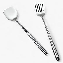 Kitchen Utensils : Roestvrijstalen Keukenapparatuur Set - Duurzaam & Veelzijdig Kookgerei voor Elke Kok in Lepel + Lepel met klap van Pantino