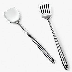 Kitchen Utensils : Roestvrijstalen Keukenapparatuur Set - Duurzaam & Veelzijdig Kookgerei voor Elke Kok in Lepel + Lepel met klap van Pantino