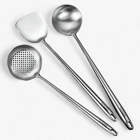 Kitchen Utensils : Roestvrijstalen Keukenapparatuur Set - Duurzaam & Veelzijdig Kookgerei voor Elke Kok in Lepel + Soeplepel + schoenmakerslepel van Pantino