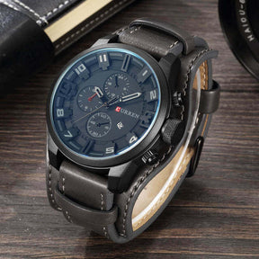 watches : Heren Horloge Chronograaf Bruin Leer - Klassiek Stijlvol Polshorloge met Datumweergave in Zwart Grijs van Pantino