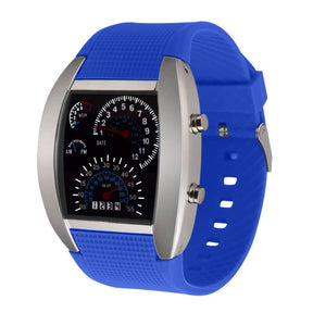 watches : Heren Horloge Zwart-Zilver - LED Snelheidsmeter - Stijlvol & Modern Design in Blauw van Pantino
