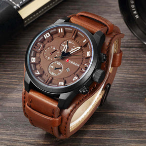 watches : Heren Horloge Chronograaf Bruin Leer - Klassiek Stijlvol Polshorloge met Datumweergave in Bruin van Pantino