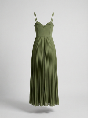 Dresses : Elegante geplooide damesjurk met dunne bandjes - Zomerse midi-jurk in van Pantinoshop