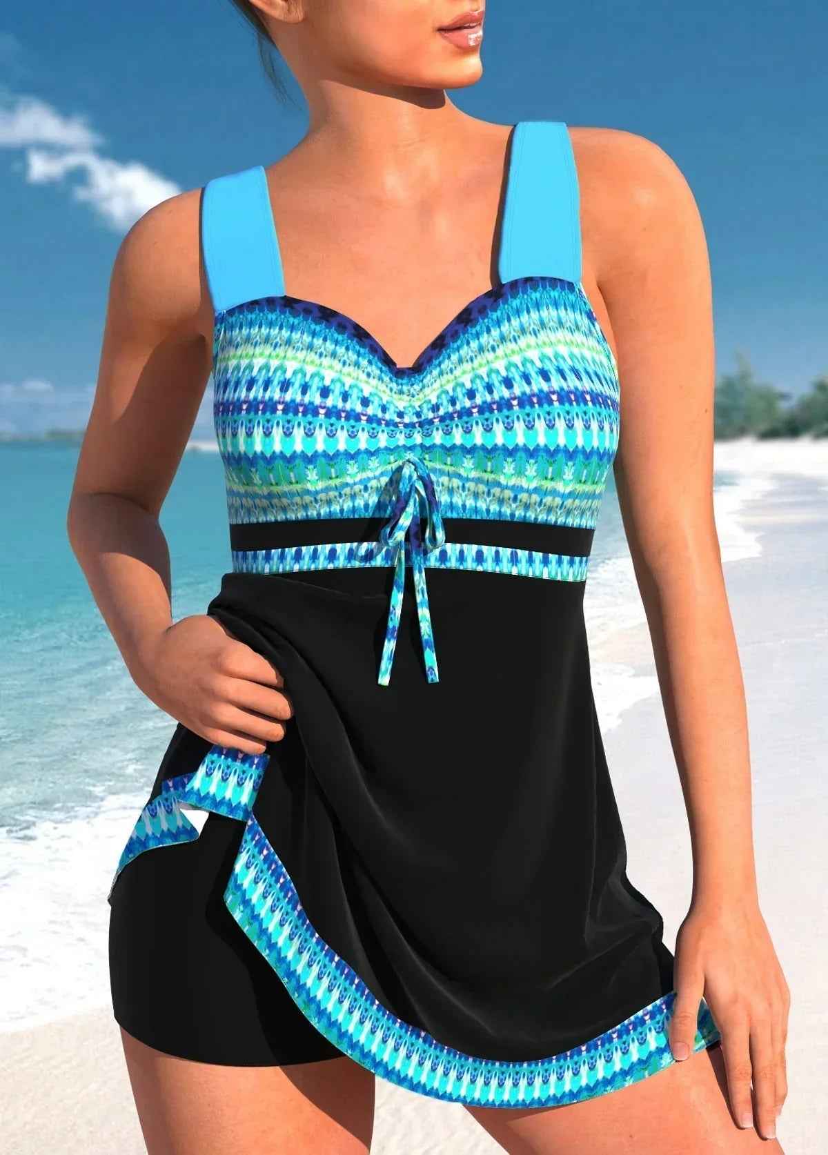 Dames Badkleding : Dames Badkleding Zwemjurk - Flatterend en Sneldrogend in Lichtblauw van Pantinoshop