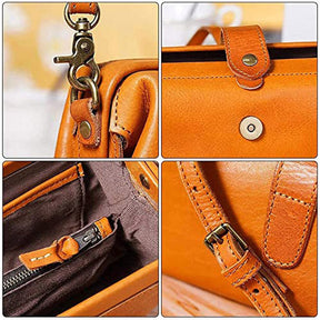 bags : Premium Leather Bag Dames Leer - Lichtbruin in van Pantino