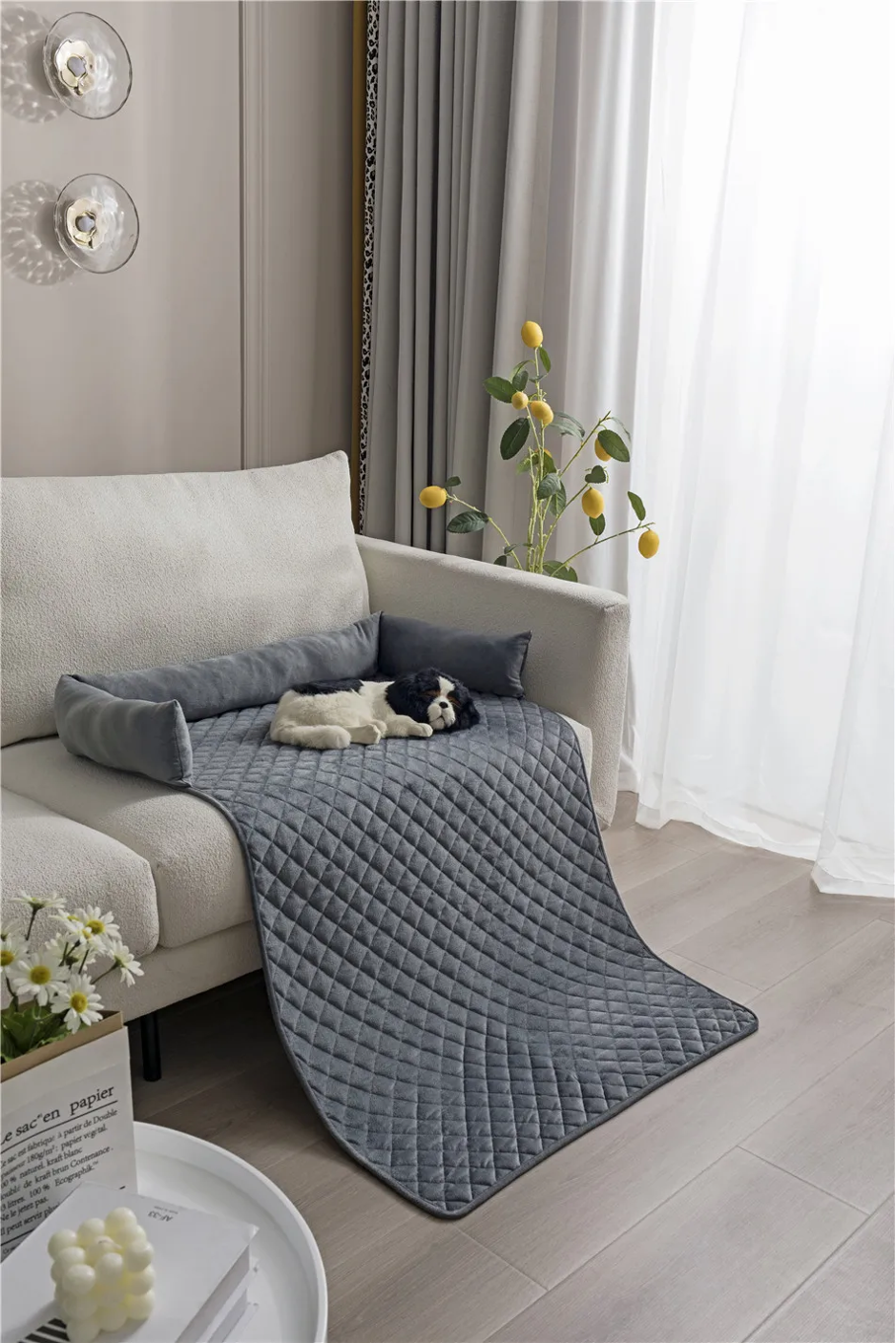 pets : Velvet Hondendeken Bank met Beschermrand - Bruin in van Pantino