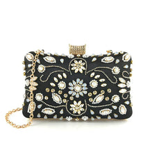 bags : Versierde Clutch met Bloemenparelversiering - Zwart in Zwart van Pantino
