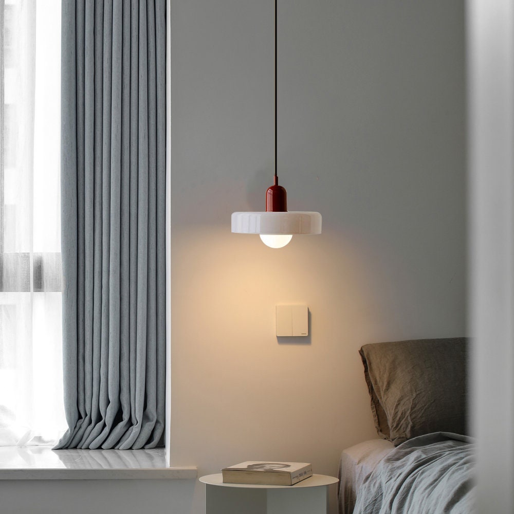 Bauhaus Stijl Glazen Hanglamp met Ringkap
