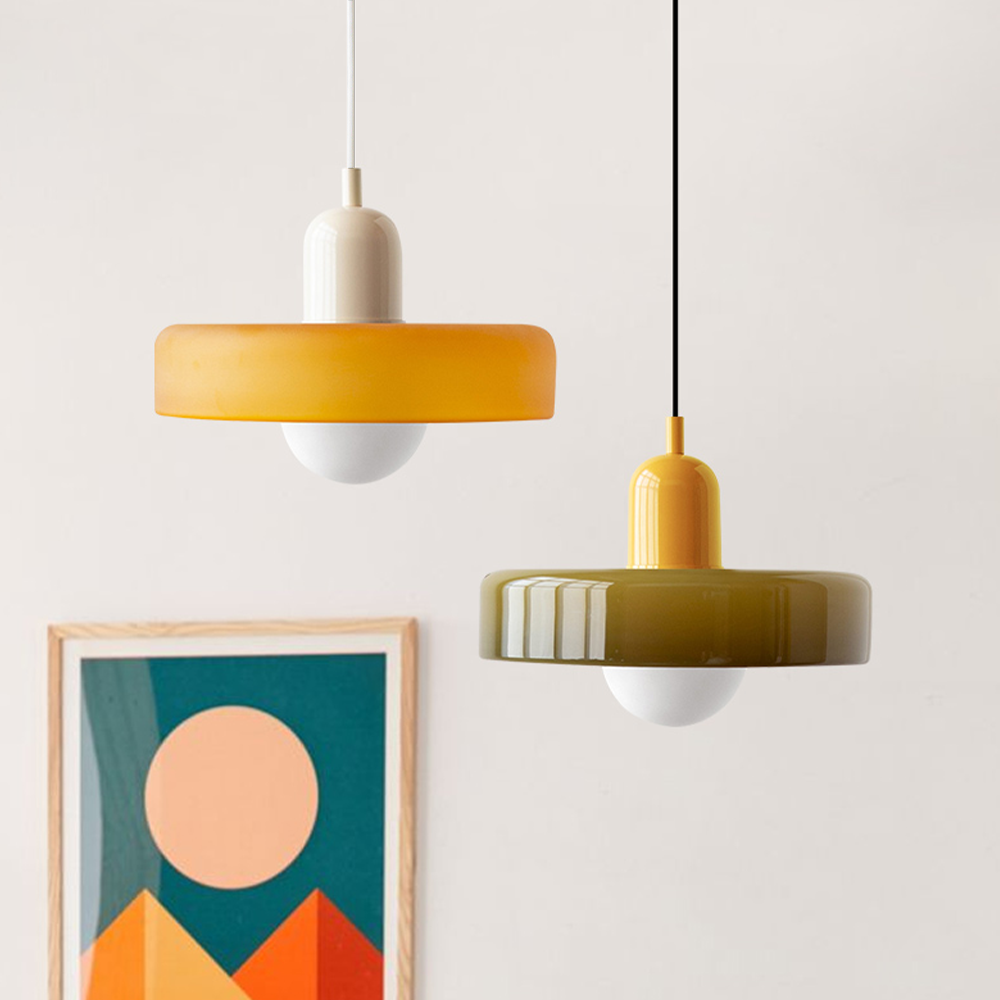 Bauhaus Stijl Glazen Hanglamp met Ringkap
