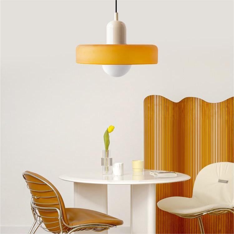 Bauhaus Stijl Glazen Hanglamp met Ringkap