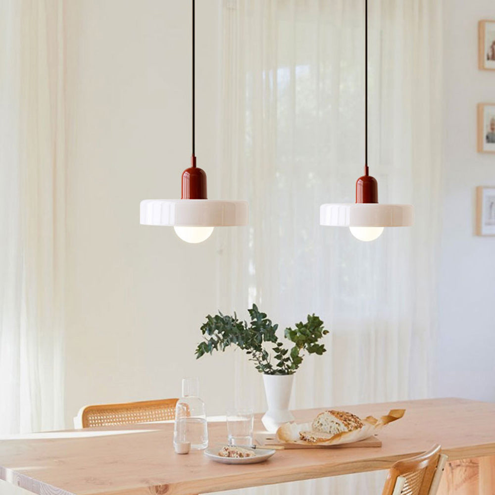 Bauhaus Stijl Glazen Hanglamp met Ringkap