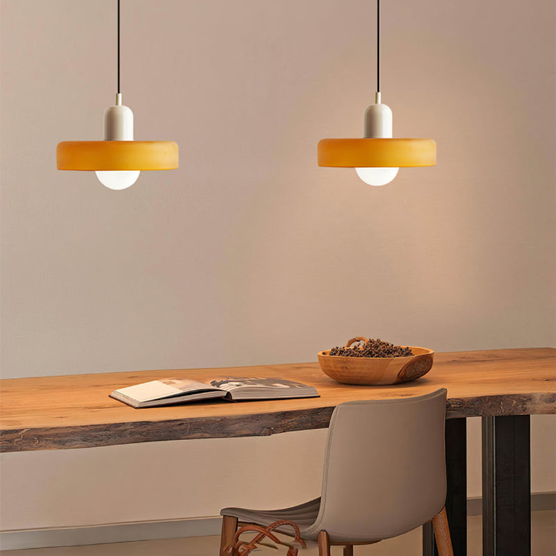 Bauhaus Stijl Glazen Hanglamp met Ringkap