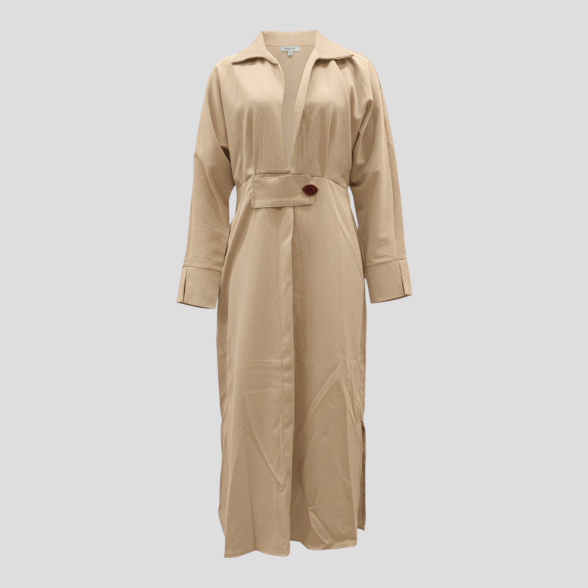 Women's Dress : Maxi Jurk Dames Zwart - Elegante Lange voor Zomer in Beige van Pantino
