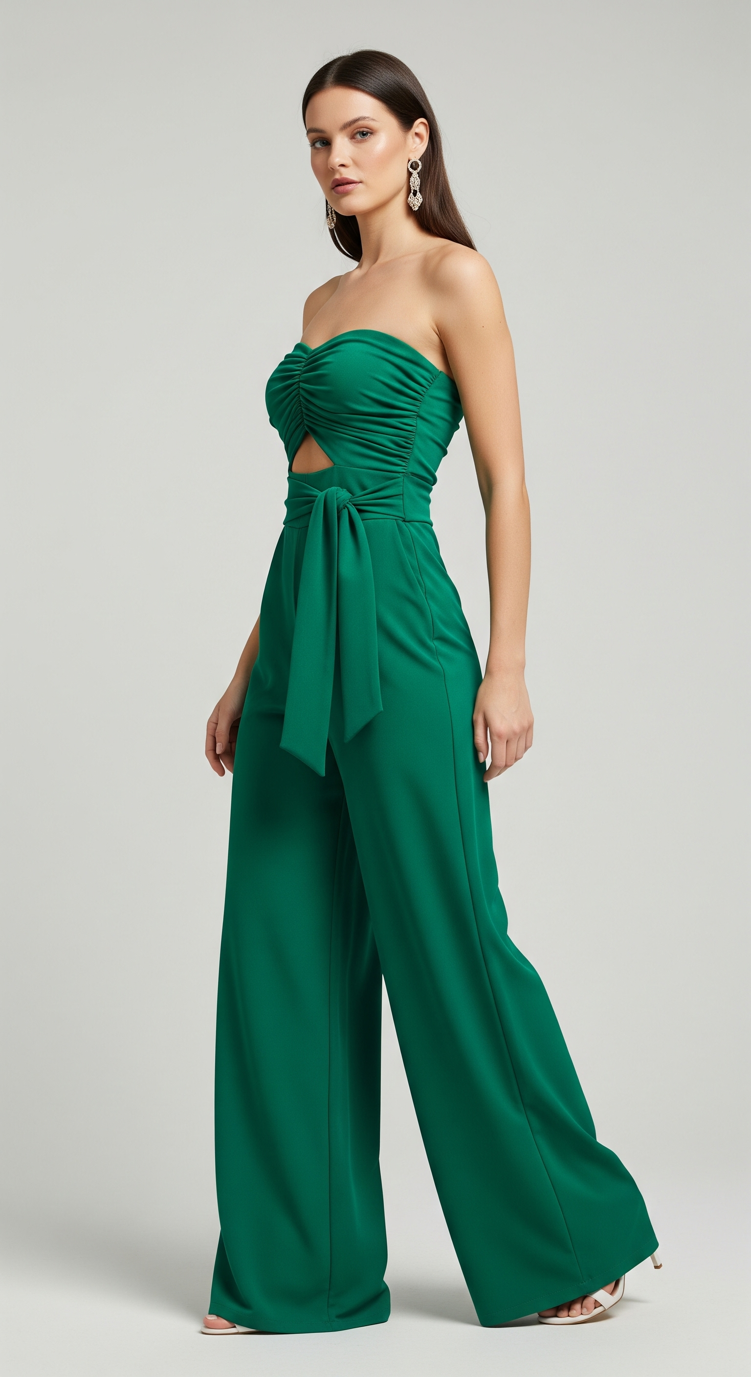 Jumpsuit : Strapless Wijde Zomerjumpsuit - Beige in van Pantino