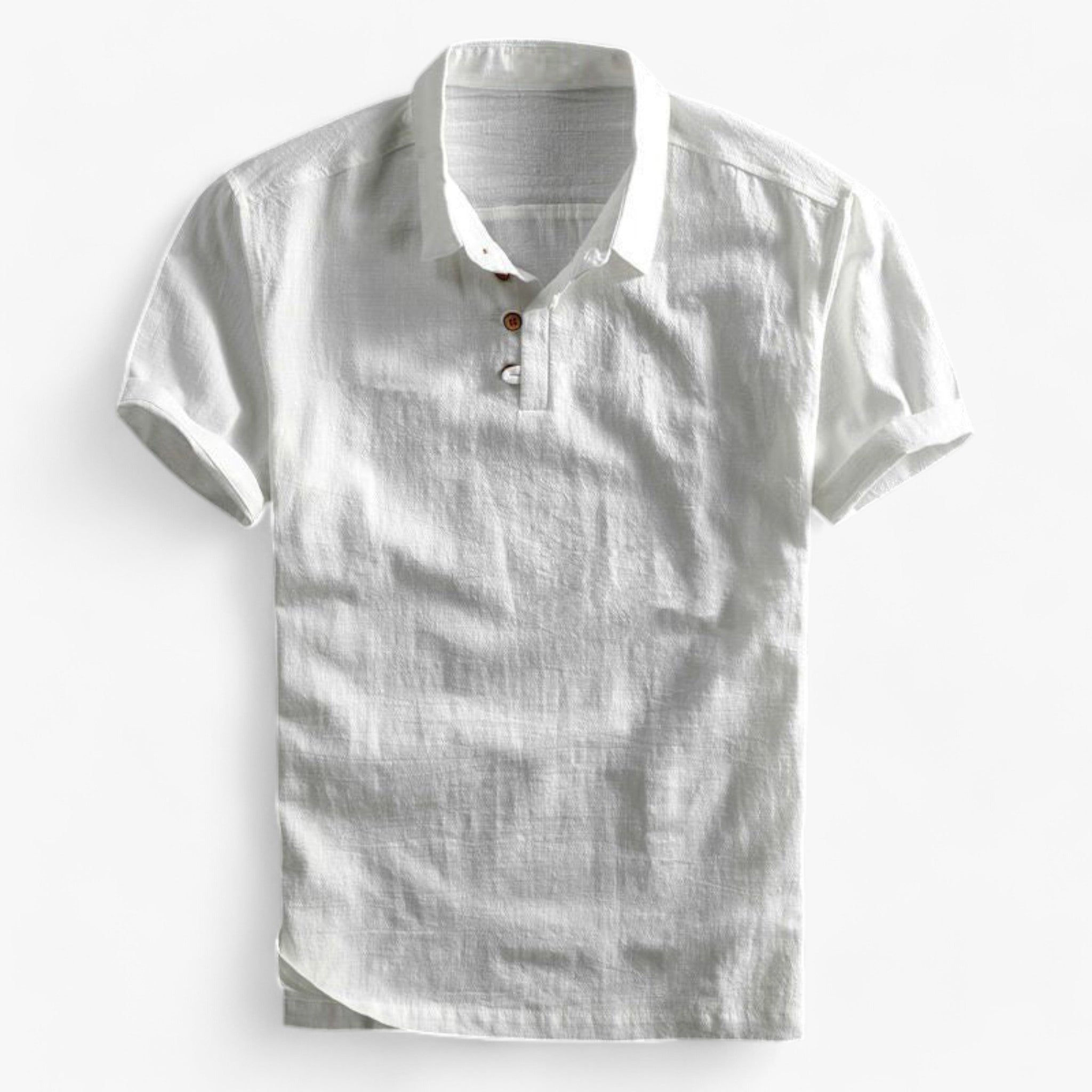 Men's Top Clothes : Polo voor Heren van Ademend Linnen - Normale Pasvorm voor de Zomer in Bianco van Pantinoshop