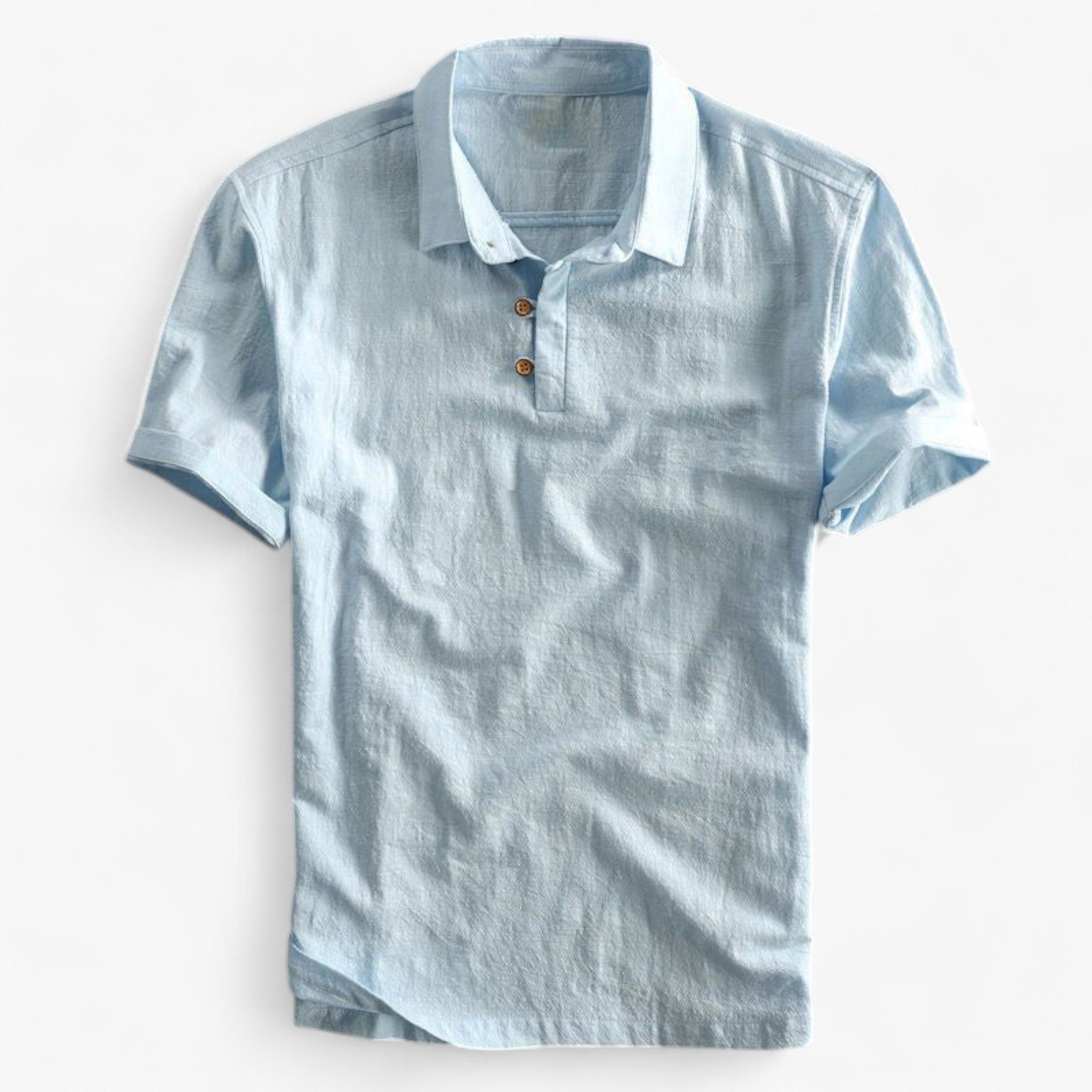 Men's Top Clothes : Polo voor Heren van Ademend Linnen - Normale Pasvorm voor de Zomer in Lichtblauw van Pantinoshop