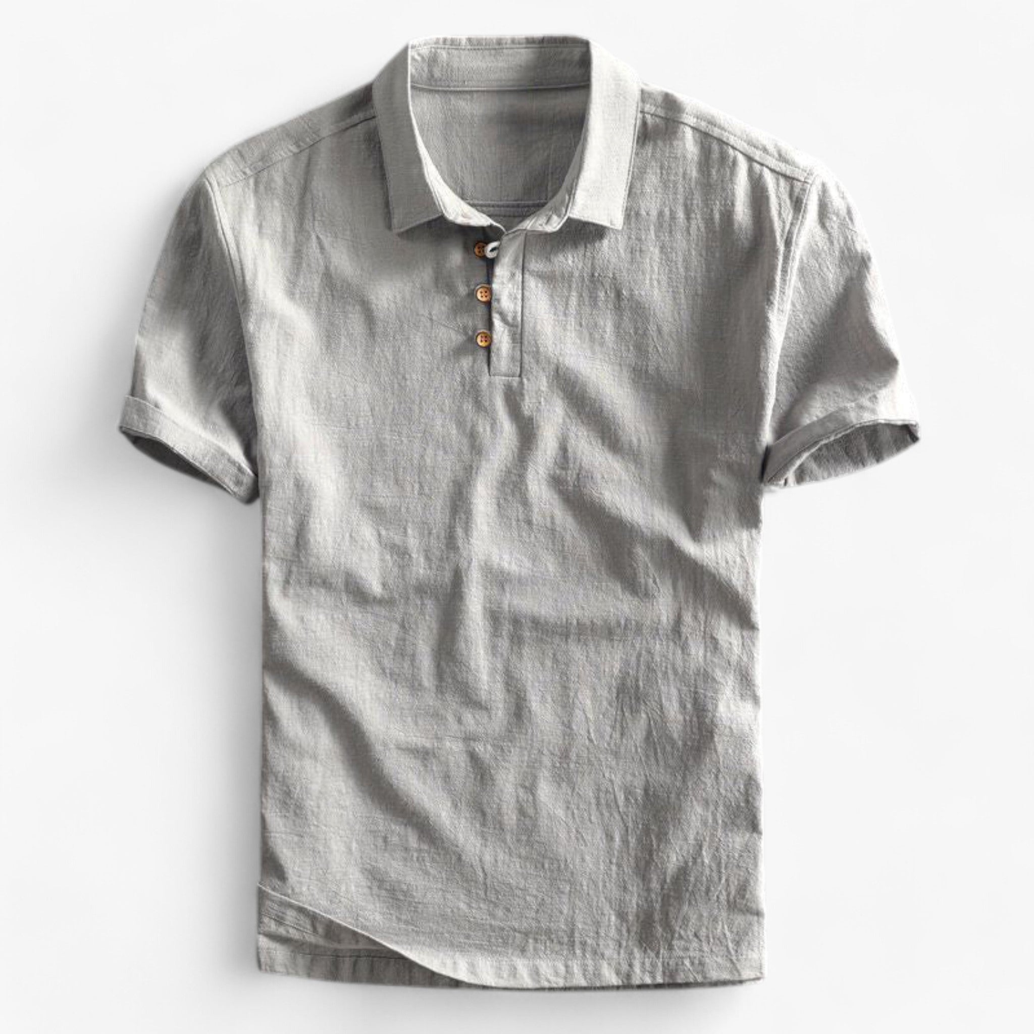 Men's Top Clothes : Polo voor Heren van Ademend Linnen - Normale Pasvorm voor de Zomer in Grigio van Pantinoshop