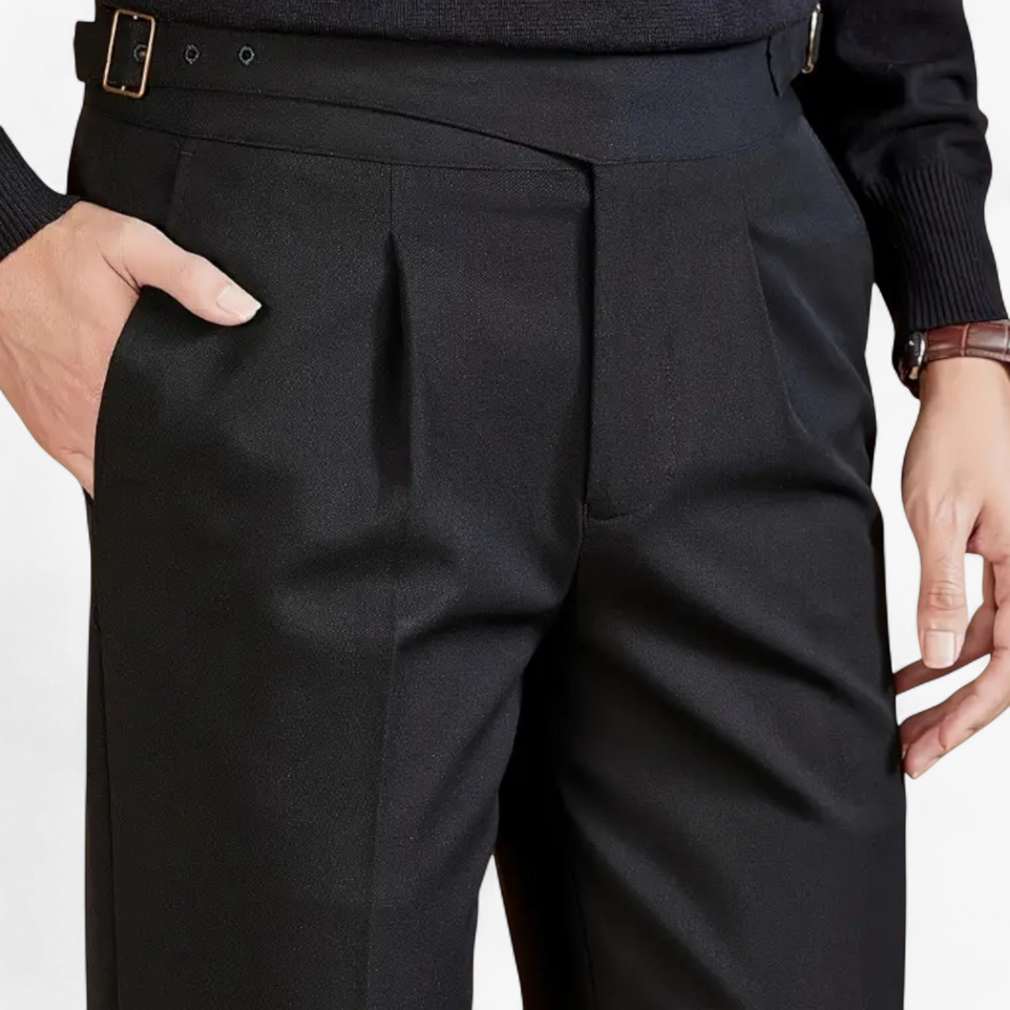 Pants : Zakelijke Stijl Zwart in Zwart van Pantino
