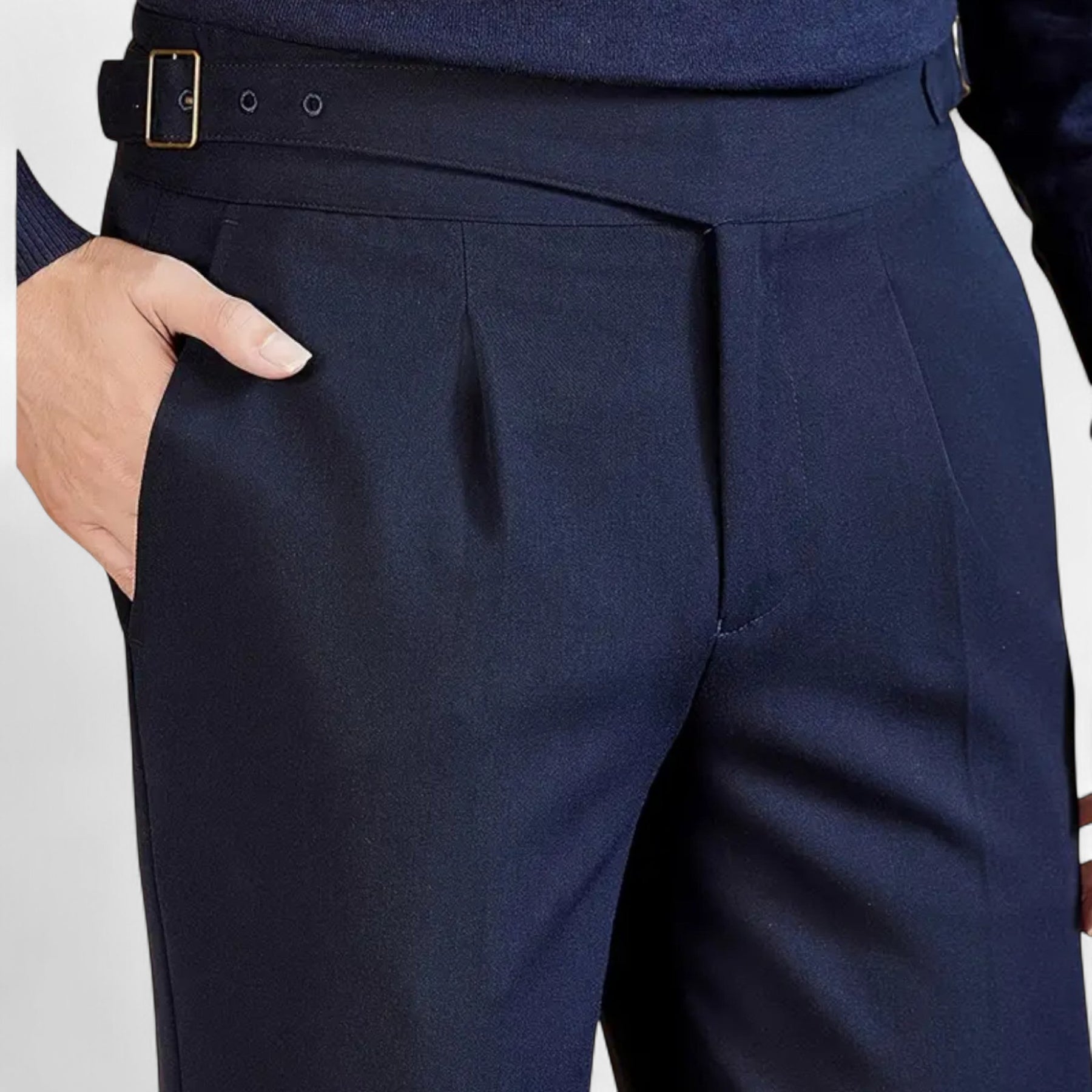 Pants : Zakelijke Stijl Zwart in Marineblauw van Pantino