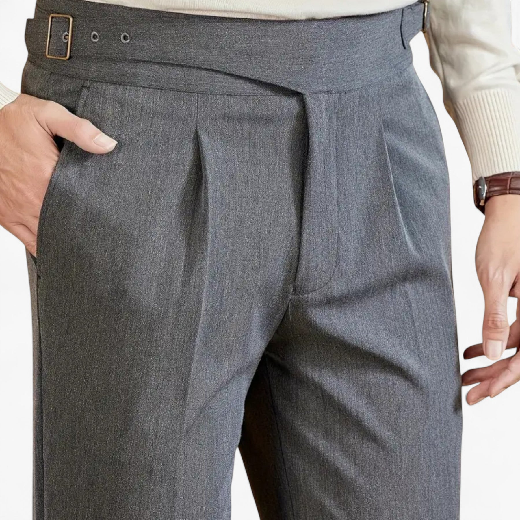 Pants : Zakelijke Stijl Zwart in Donkergrijs van Pantino