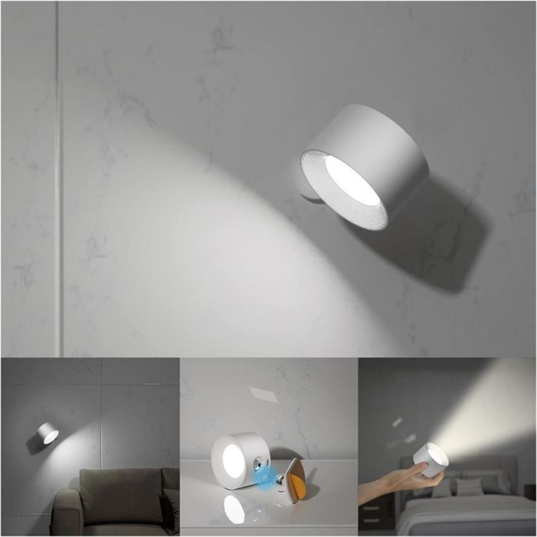 home & garden : 360° Draadloze Oplaadbare Wandlamp - Zwart in van Pantino