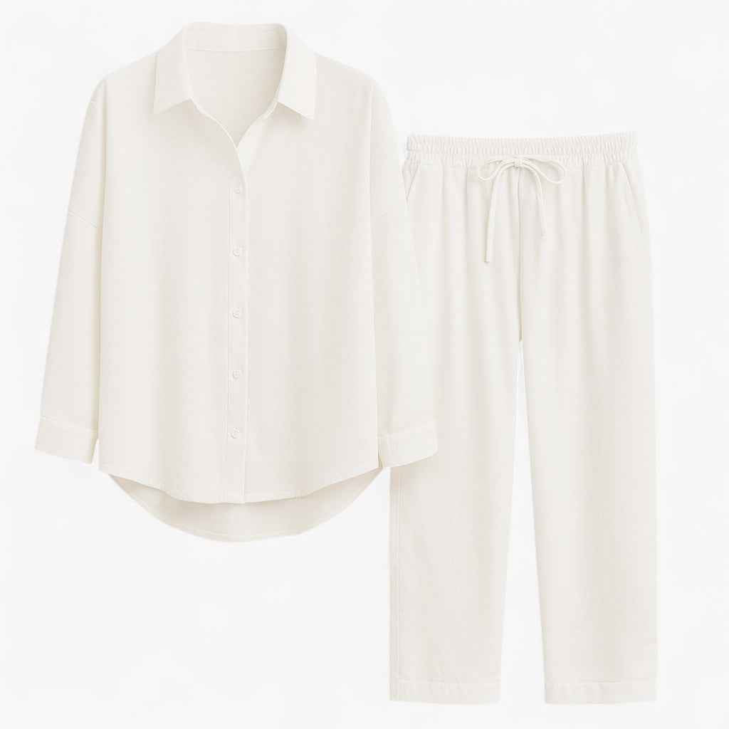Outfit Sets : Zomerpak voor heren van linnen en lichtgewicht ademend katoen in Bianco van Pantino