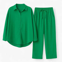 Outfit Sets : Zomerpak voor heren van linnen en lichtgewicht ademend katoen in Verde van Pantino