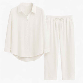 Outfit Sets : Zomerpak voor heren van linnen en lichtgewicht ademend katoen in Bianco van Pantino