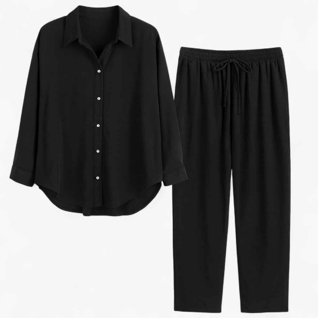 Outfit Sets : Zomerpak voor heren van linnen en lichtgewicht ademend katoen in Nero van Pantino