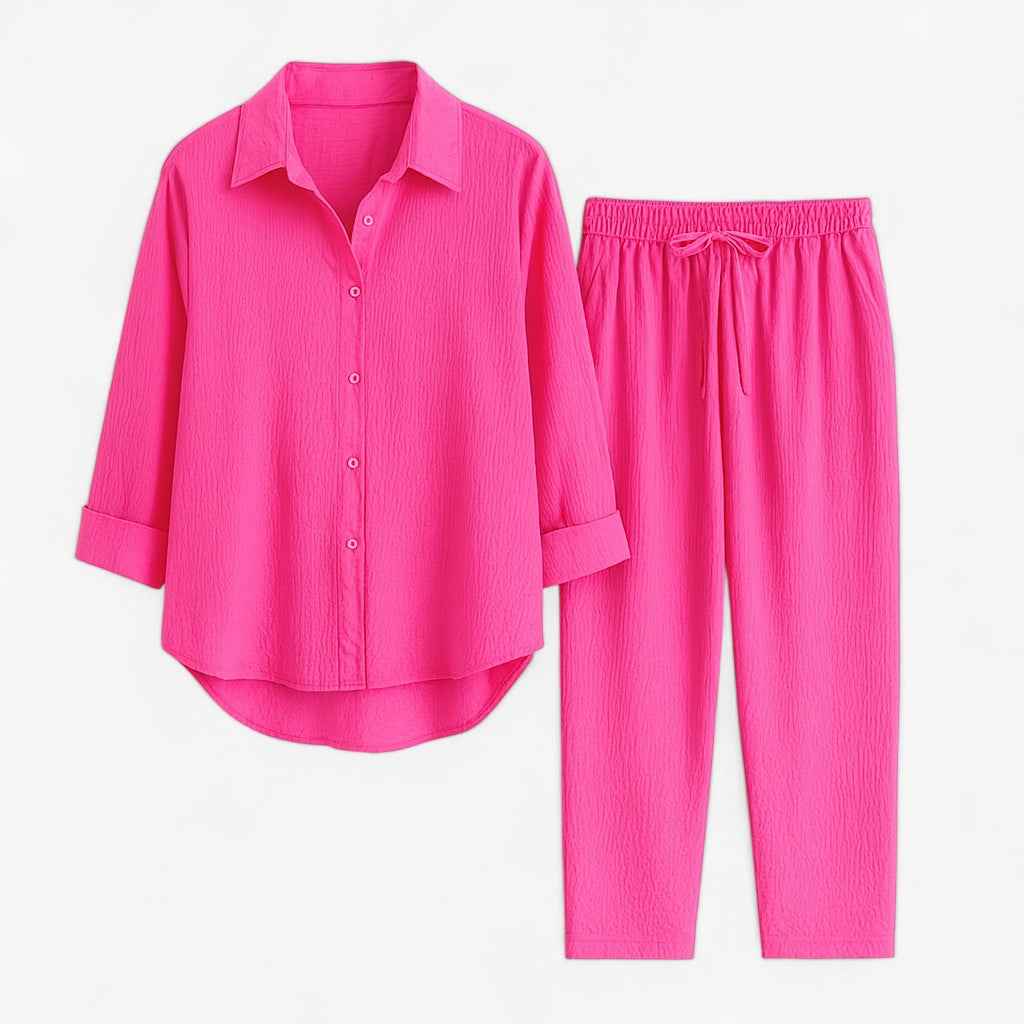 Outfit Sets : Zomerpak voor heren van linnen en lichtgewicht ademend katoen in Rosa van Pantino