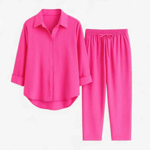 Outfit Sets : Zomerpak voor heren van linnen en lichtgewicht ademend katoen in Rosa van Pantino