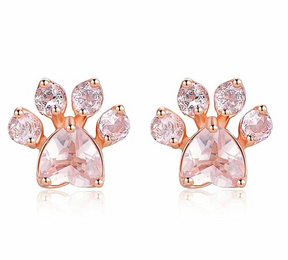 Earrings : Oorbellen Roségoud - Rozekwarts Kattenpoot - Set van 1 Paar in Roségoud van Pantino