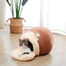 pets : Gezellige 3-in-1 Kattenhol Katoen - Groen in Bruin van Pantino