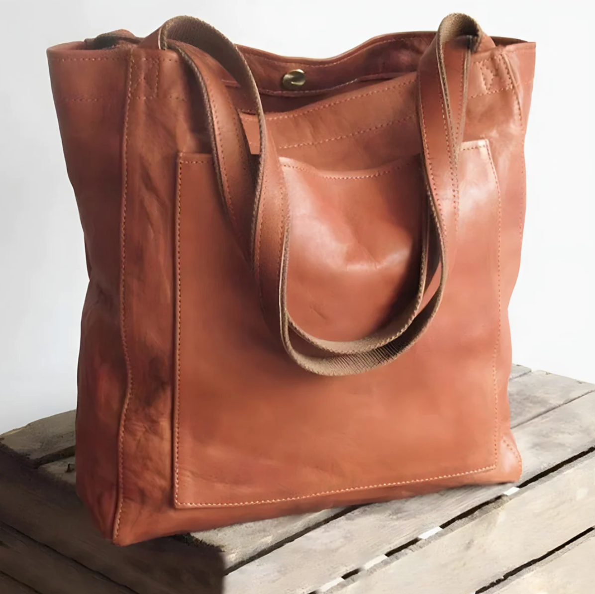 bags : Handgemaakte Leren Tas Donker Bruin - Tijdloos Vakmanschap - Echt Leer in Lichtbruin van Pantino
