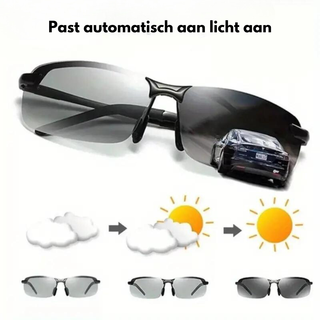 Sunglasses : Fotochromatische Zonnebril - Gemaakt voor in de Auto - Zwart in van Pantino